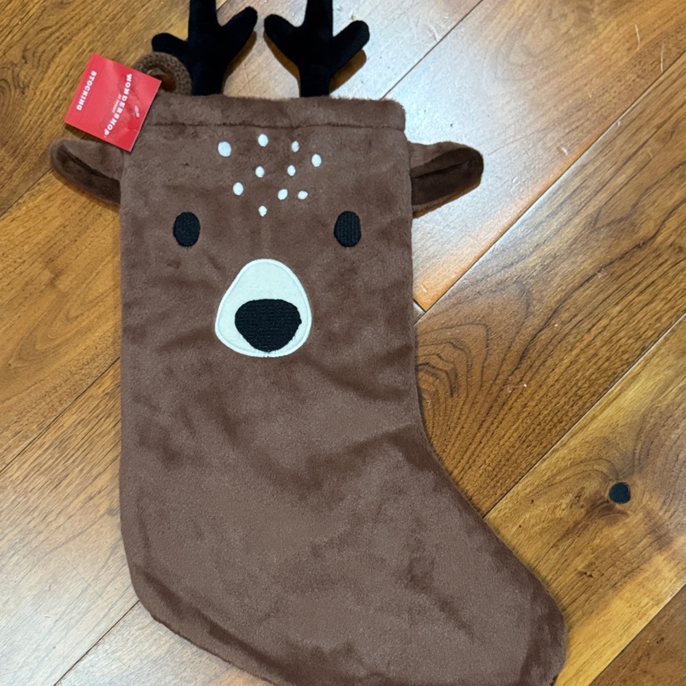 Wondershop Brown Reindeer Stocking with Black Antlers